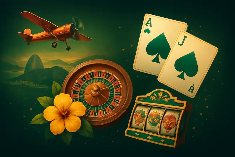 Colagem de jogos de cassino brasileiros com aviator, roleta, blackjack e slots